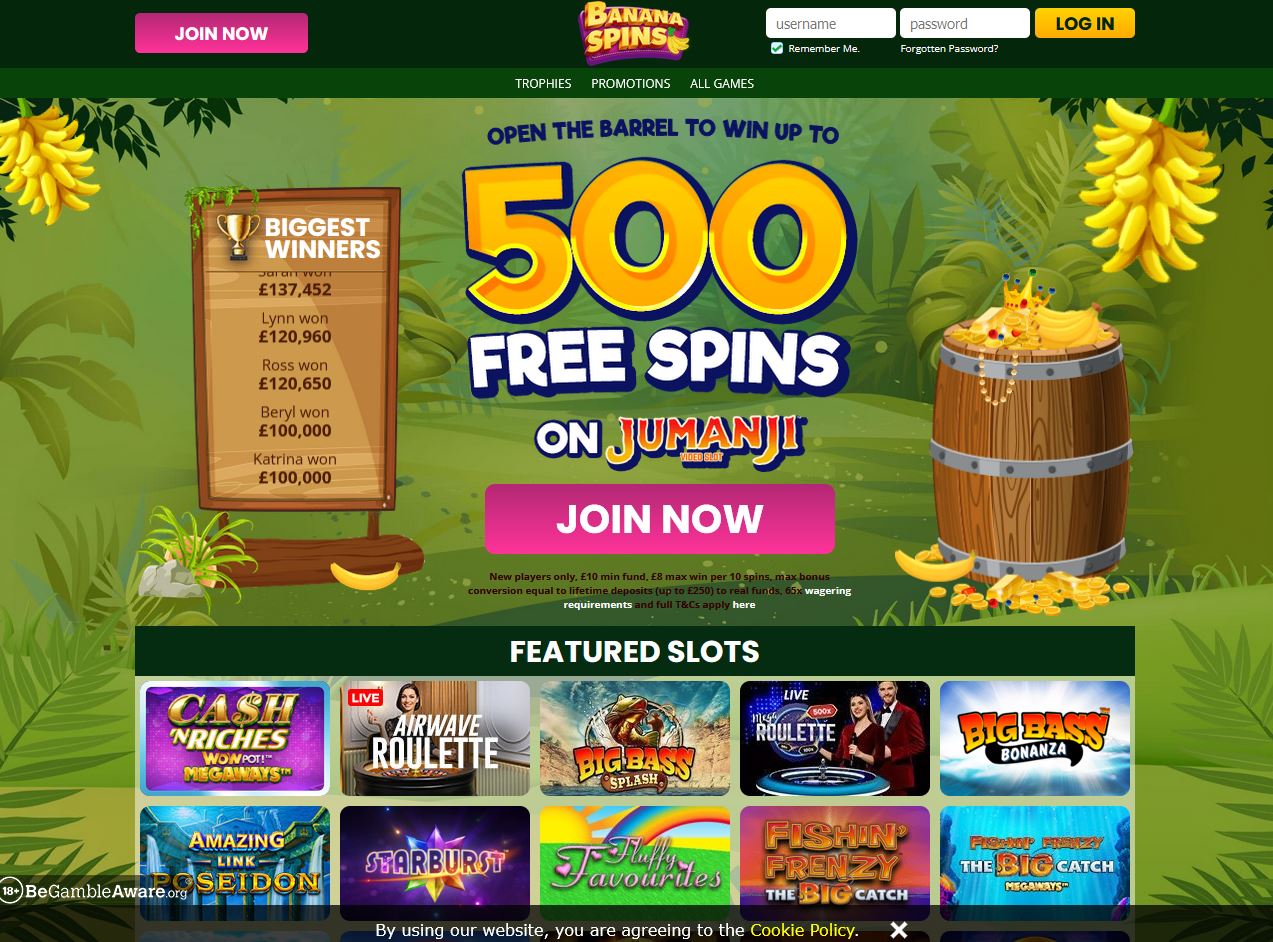 Banana Spins Website Screenshot