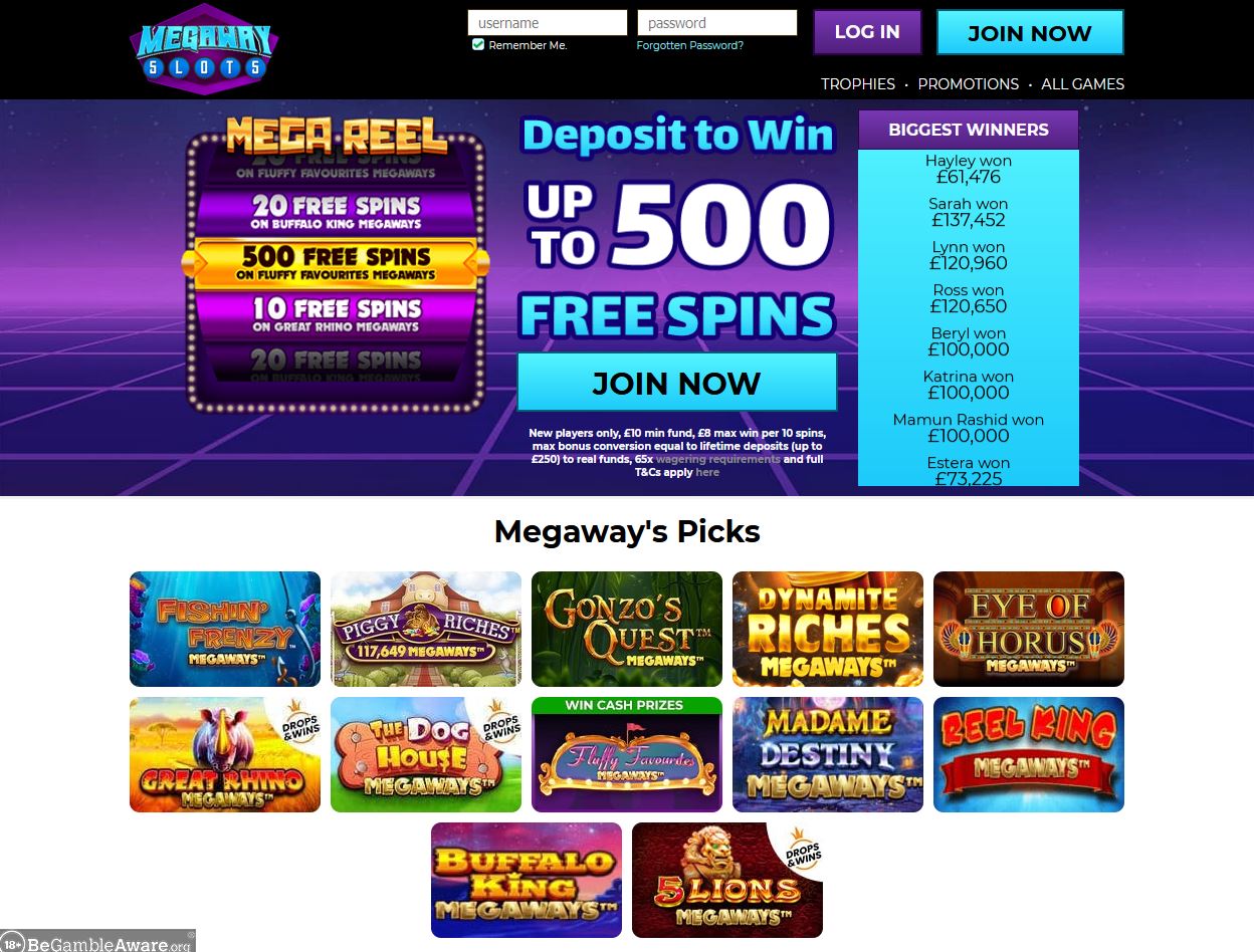 Megaway Slots Website Screenshot