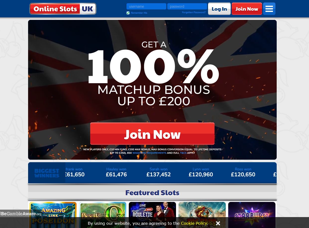 Online Slots UK Website Screenshot
