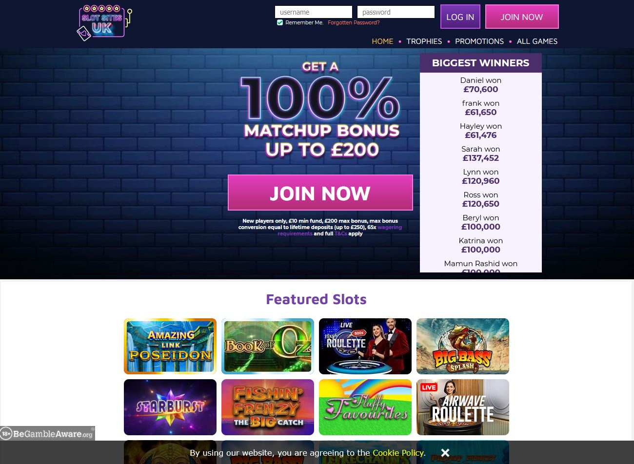Slot Sites UK Website Screenshot