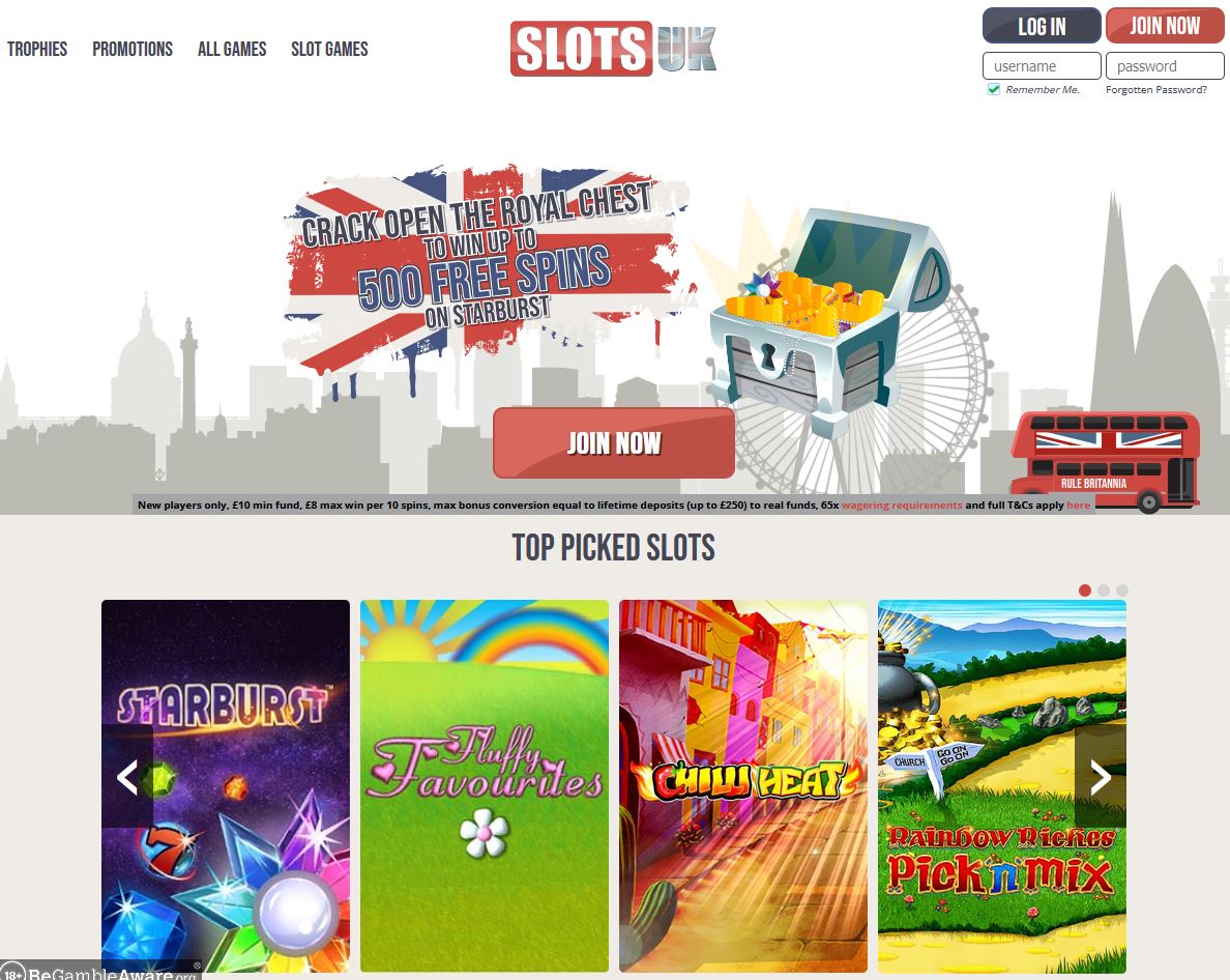 Slots UK Website Screenshot