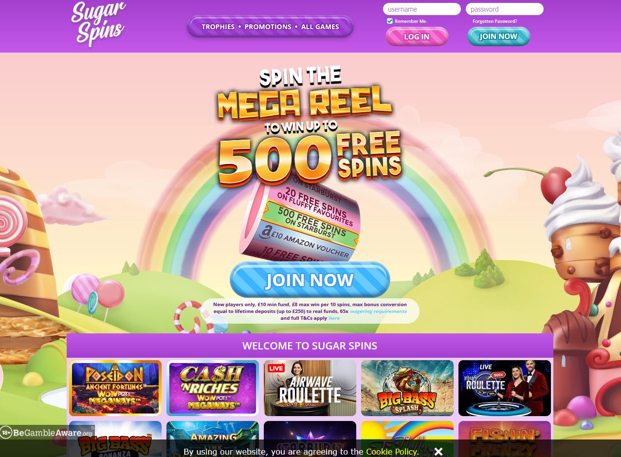Sugar Spins Website Screenshot