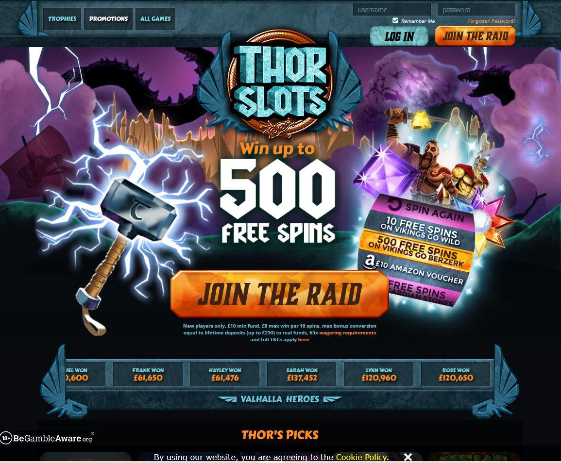 Thor Slots Website Screenshot