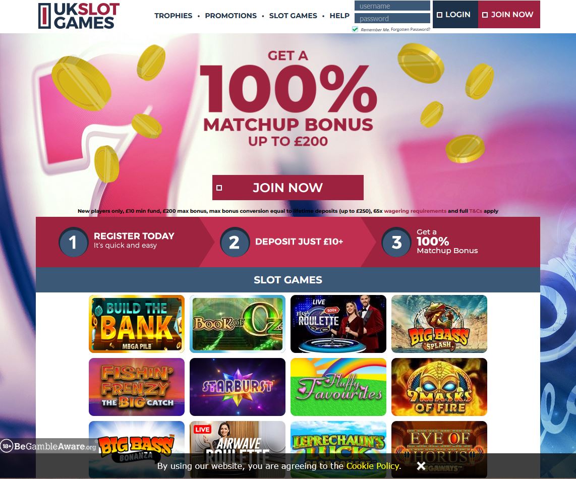 UK Slot Games Website Screenshot