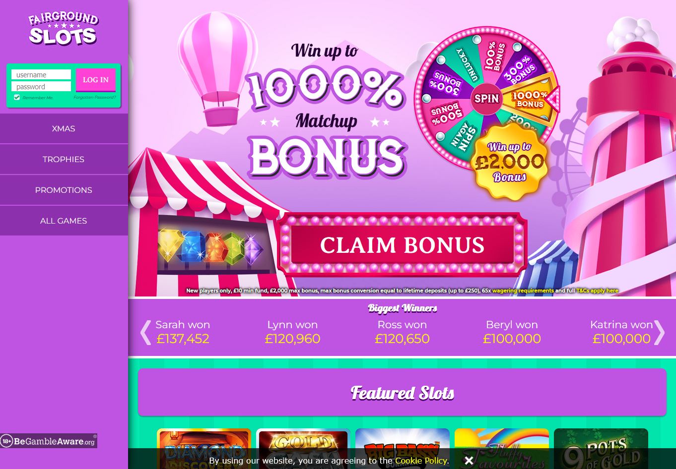 Fairground Slots Website Screenshot