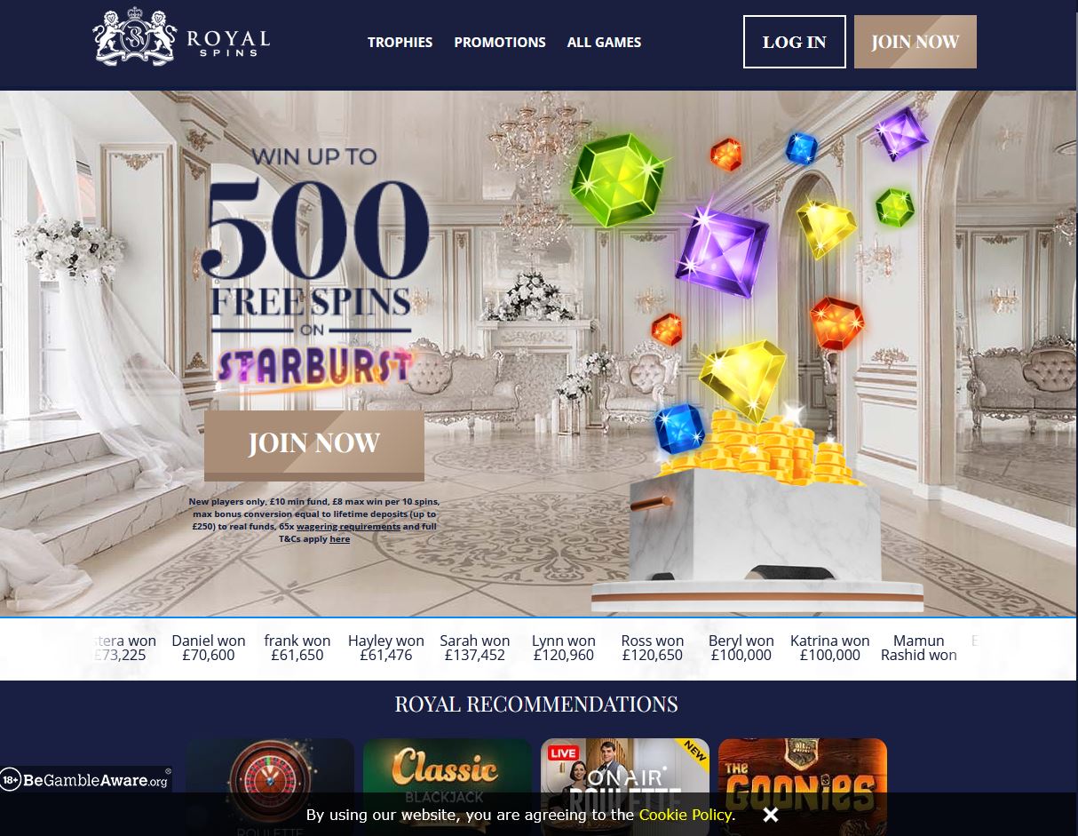 Royal Spins Website Screenshot