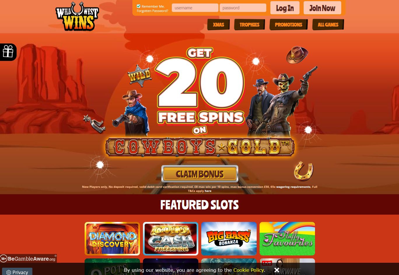 Wild West Wins Website Screenshot