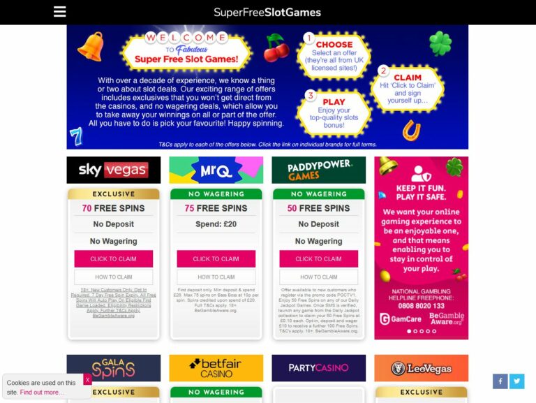 Super Free Slot Games Website Screenshot