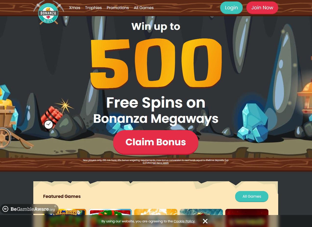 Bonanza Slots Website Screenshot